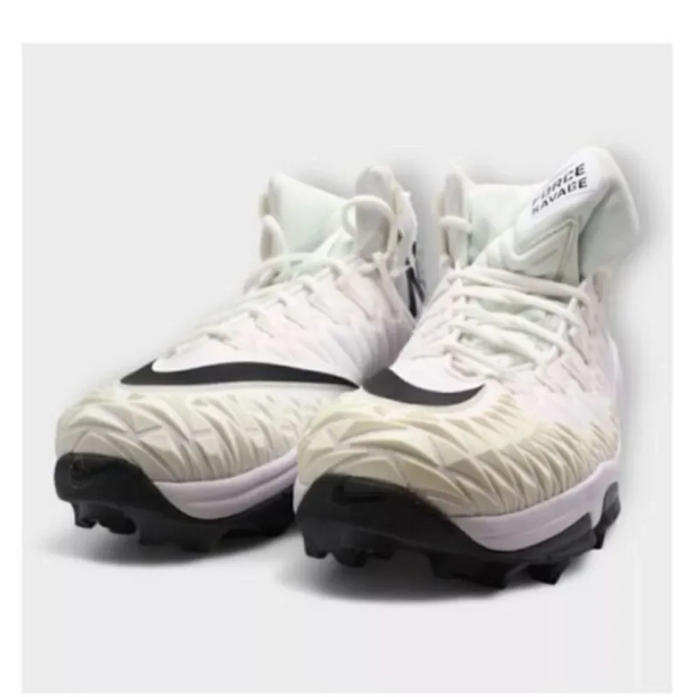 Nike Mens Size 15 Force Savage Rubber Football Cleats Cream White Black Athletic